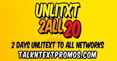 UA20 Talk 'N Text Promo 2 Days Unlitext to All Networks